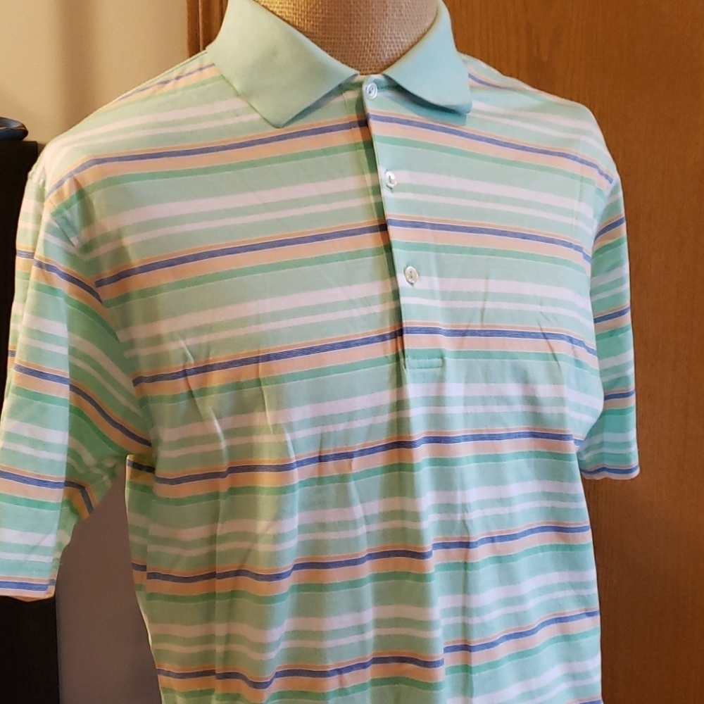 Peter millar pastel green striped cotton polo 😍
